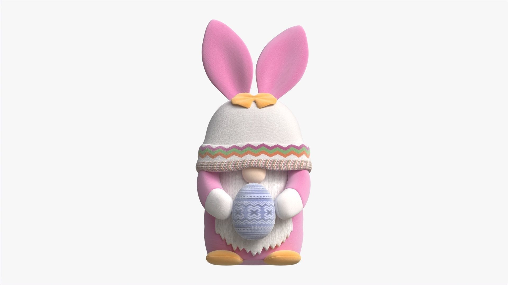 Easter Plush Doll Gnome With Egg 01 3D model_4