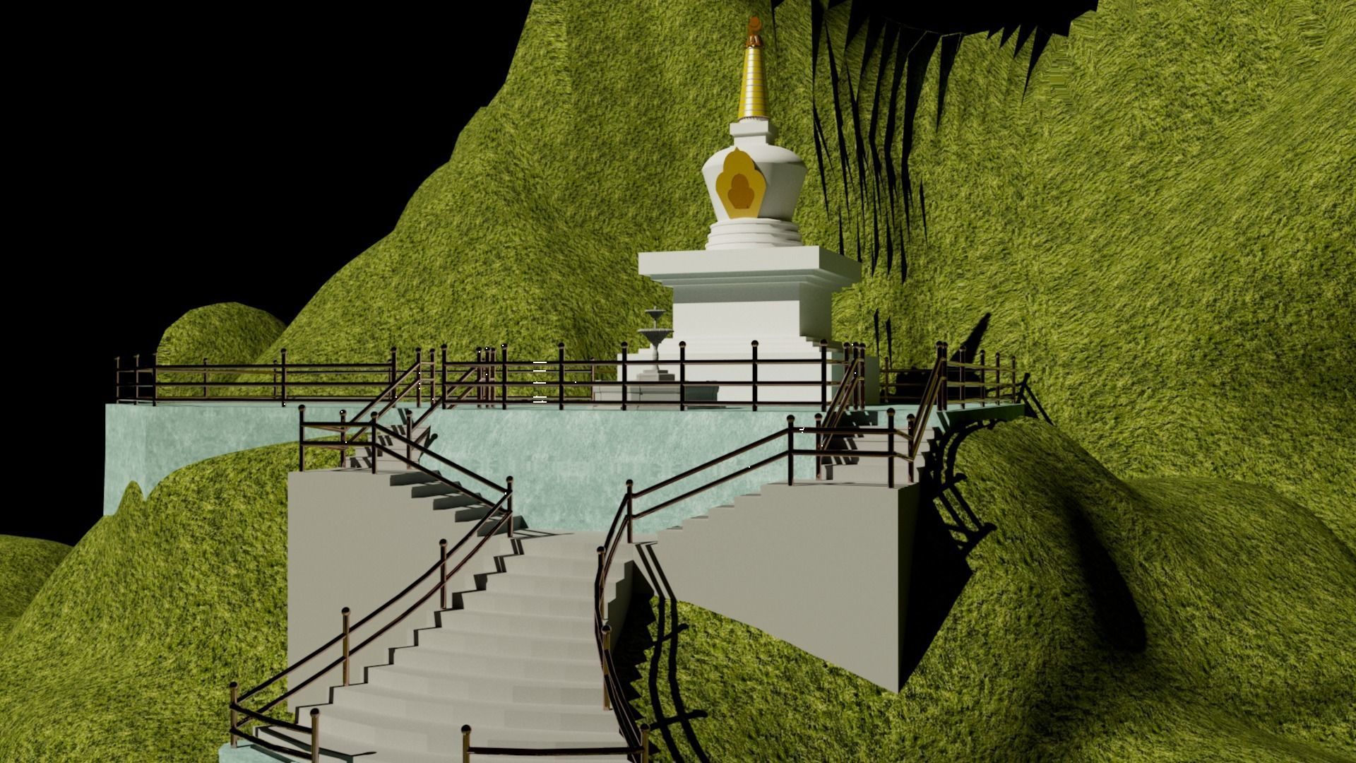 Stupa Model Design Low-poly 3D model_1