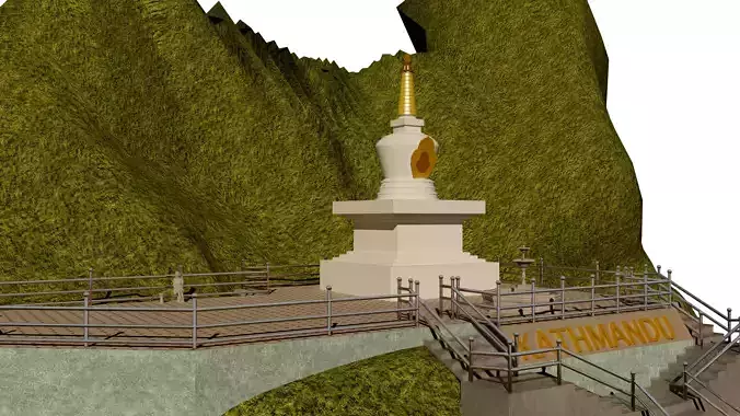 Stupa Model Design Low-poly 3D model