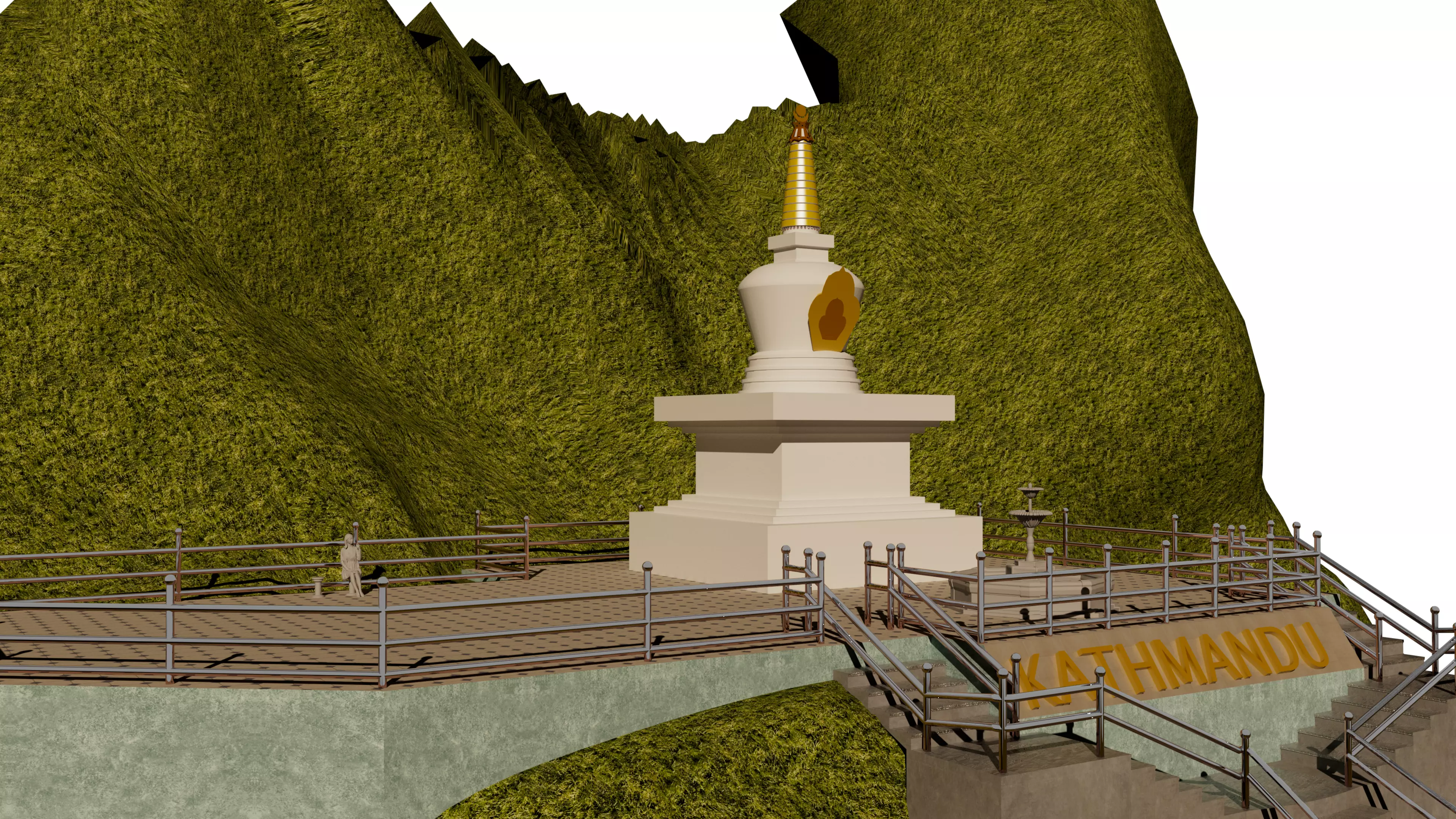 Stupa Model Design Low-poly 3D model_0
