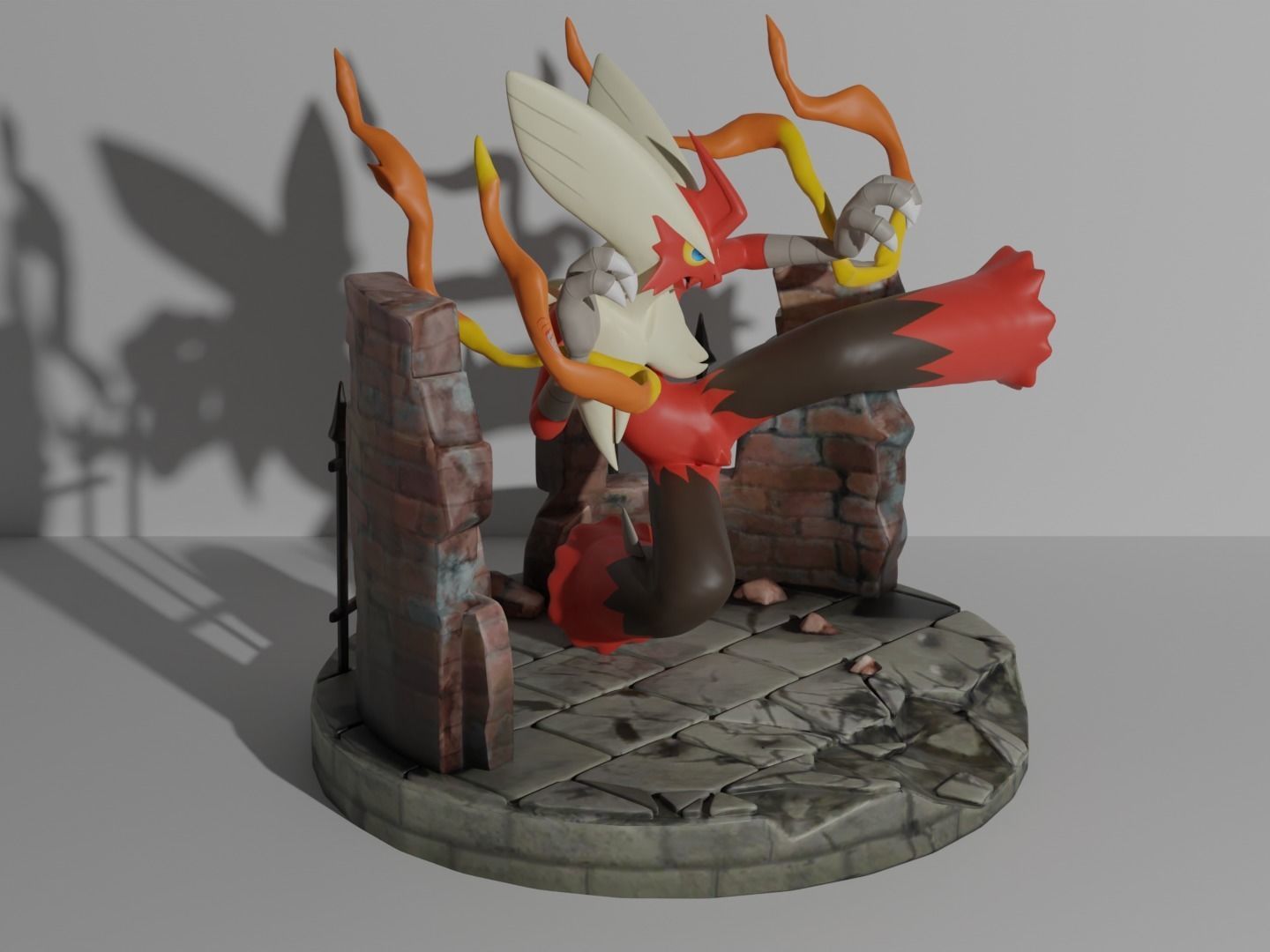 Torchic Combusken Blaziken and mega Blaziken 3D print model 3D print model_14