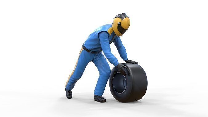 N3 Pit crew with tire 3D print model 2