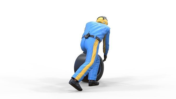 N3 Pit crew with tire 3D print model 6