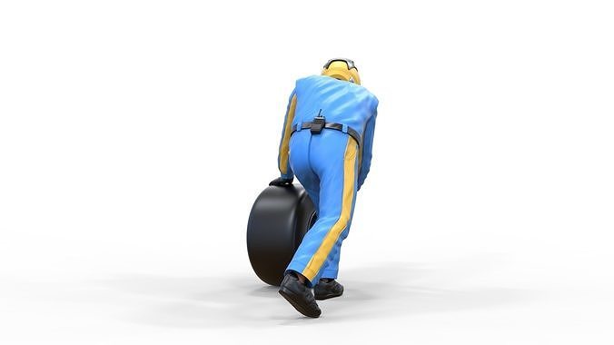 N3 Pit crew with tire 3D print model 5
