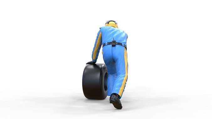 N3 Pit crew with tire 3D print model 4