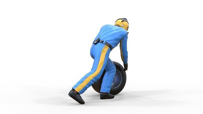 N3 Pit crew with tire 3D print model 7