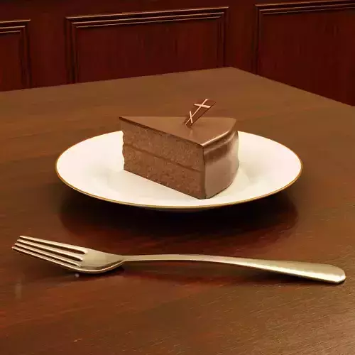 Chocolate Cake with Plate and Fork