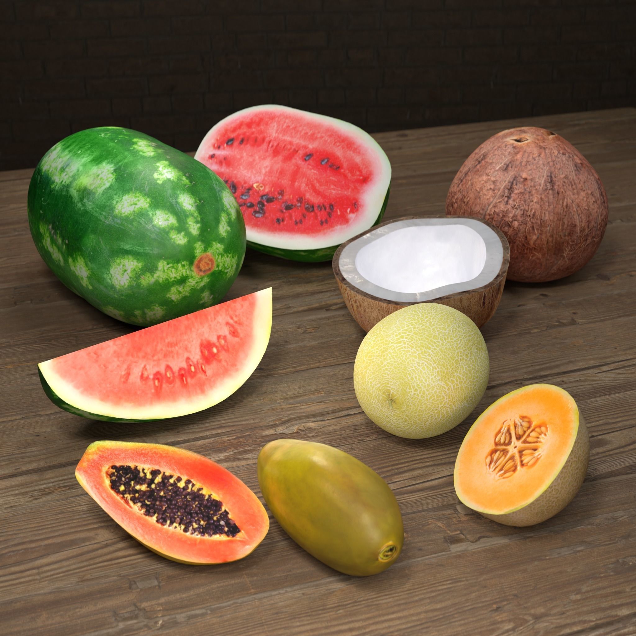 Fruits and berries set 1 3D model_1