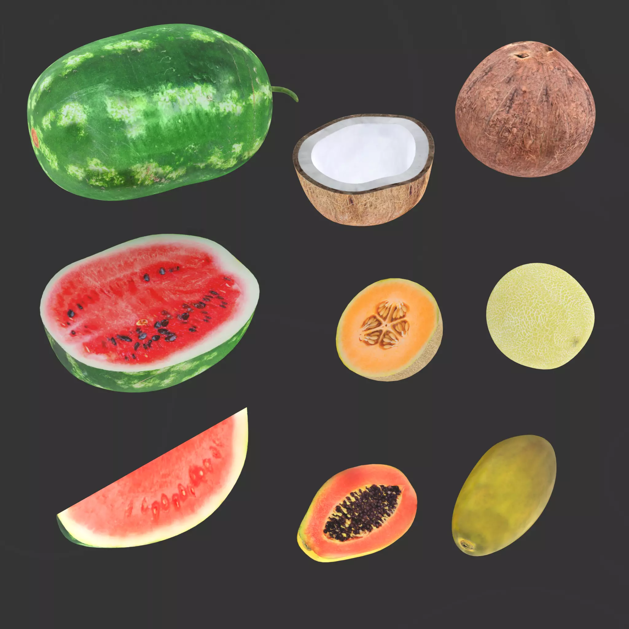 Fruits and berries set 1 3D model_0