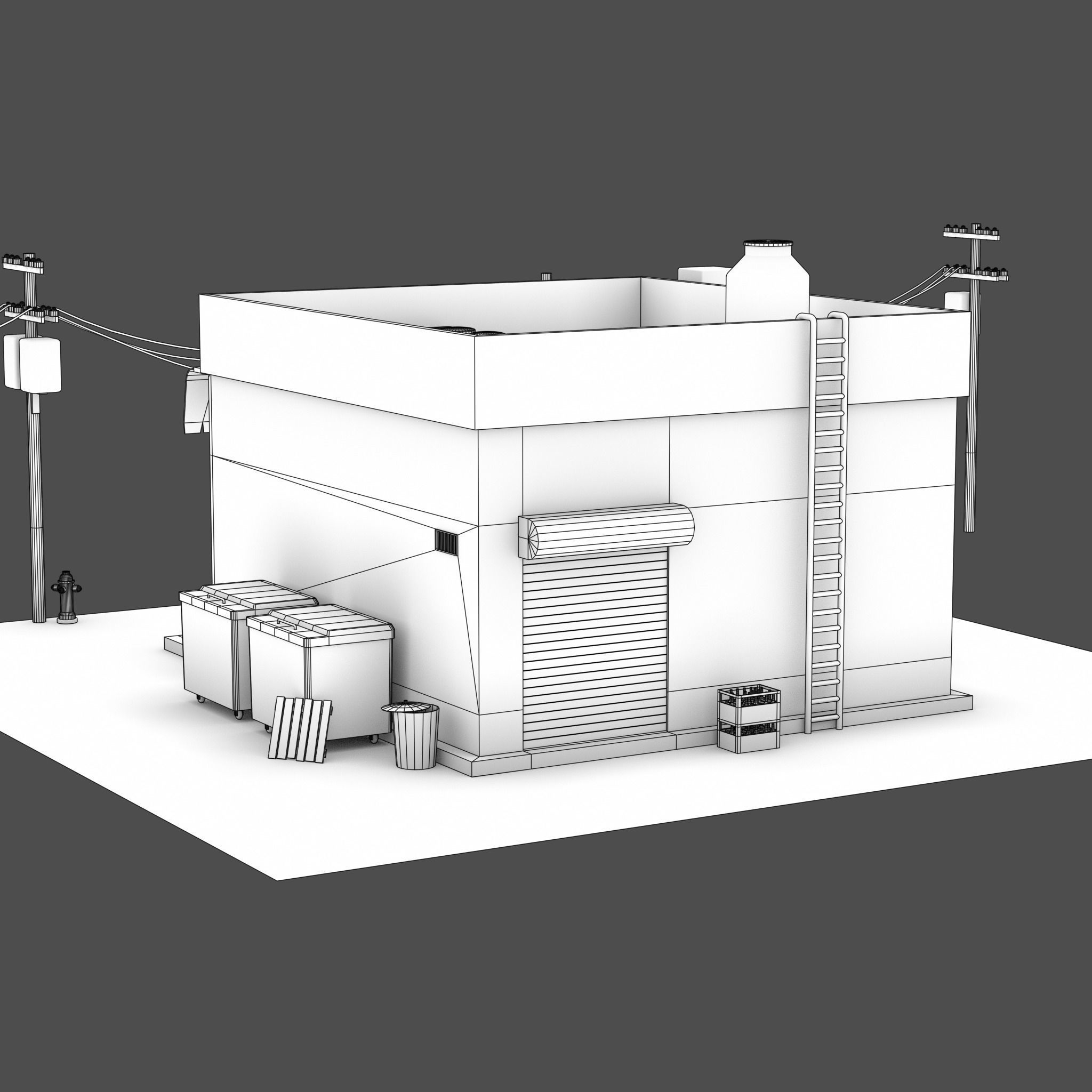 Izakaya asian style shop on side of street Low-poly 3D model_14
