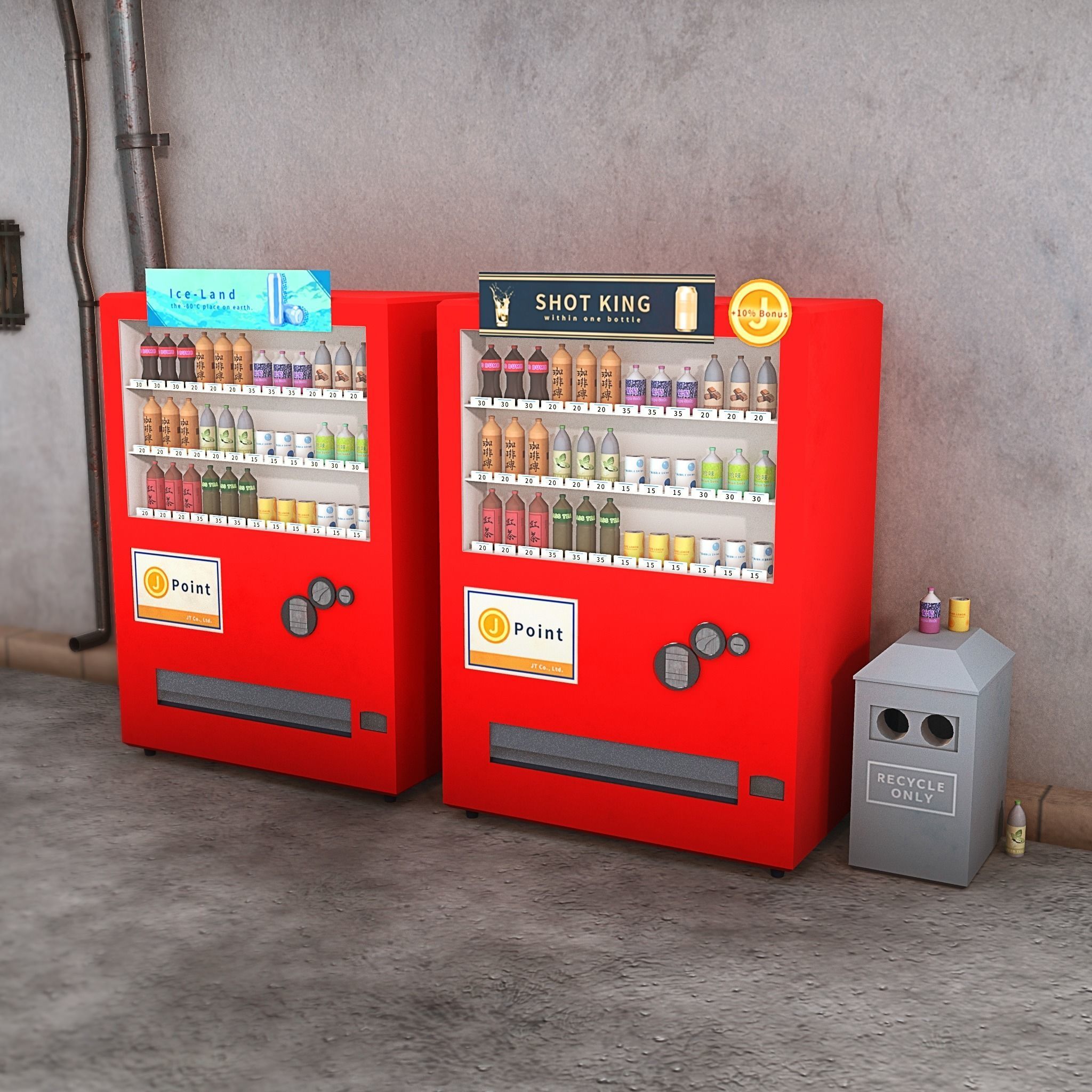 Izakaya asian style shop on side of street Low-poly 3D model_11