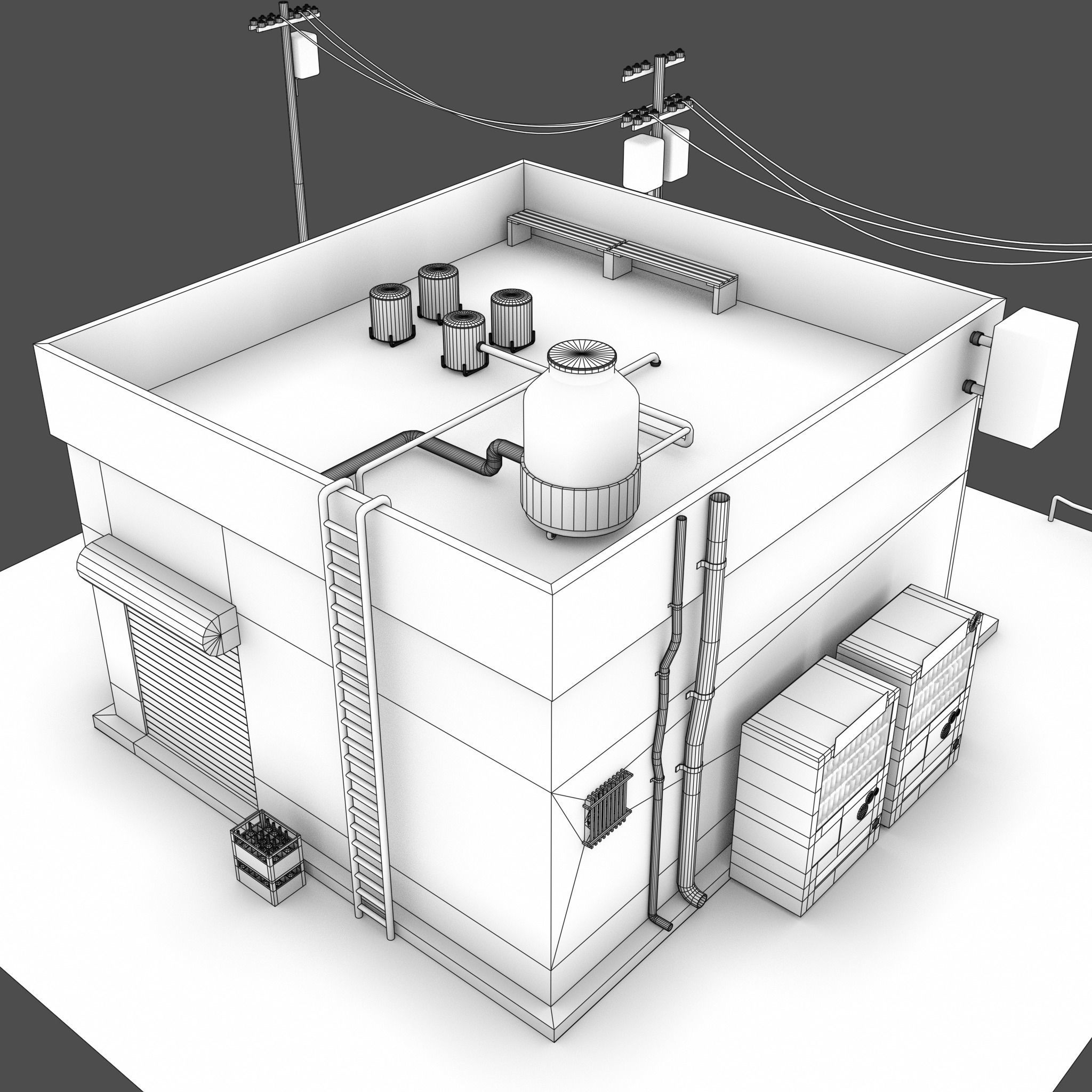 Izakaya asian style shop on side of street Low-poly 3D model_21