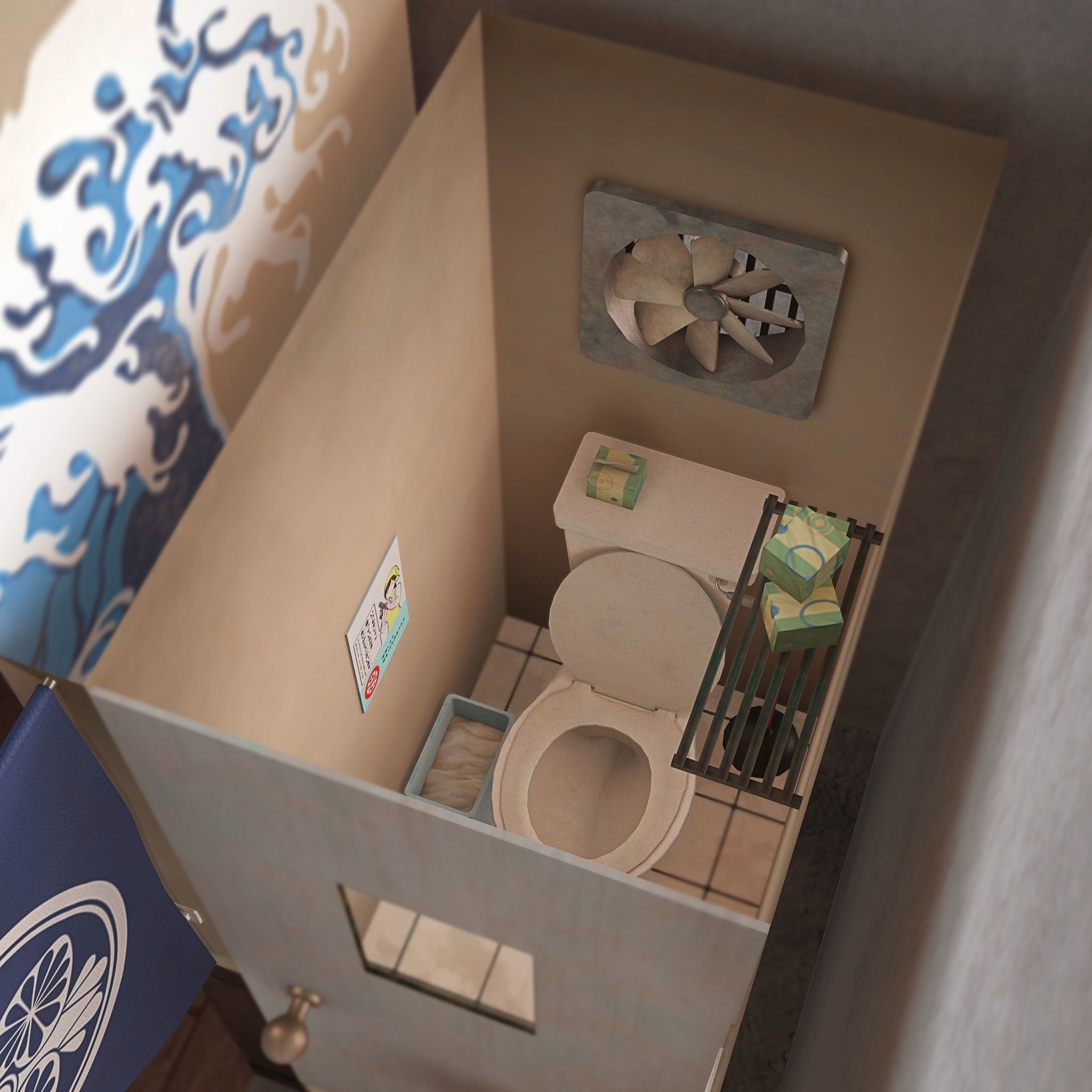 Izakaya asian style shop on side of street Low-poly 3D model_6