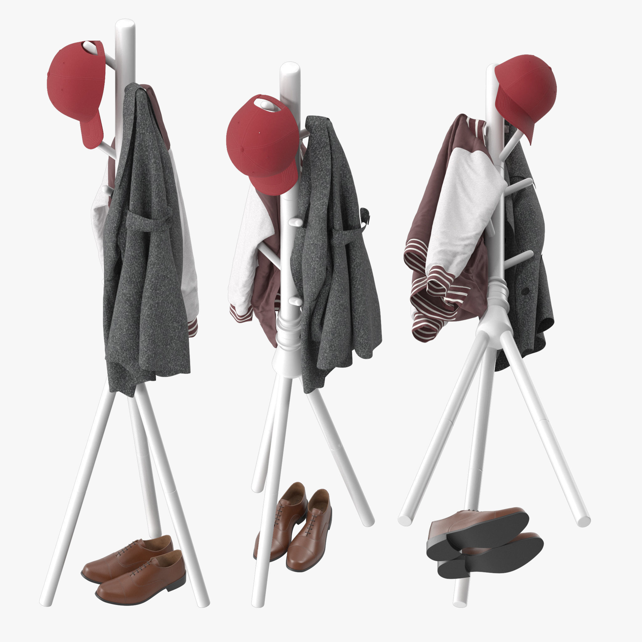 Coat Rack Stand with 7 Hooks 3D model_3