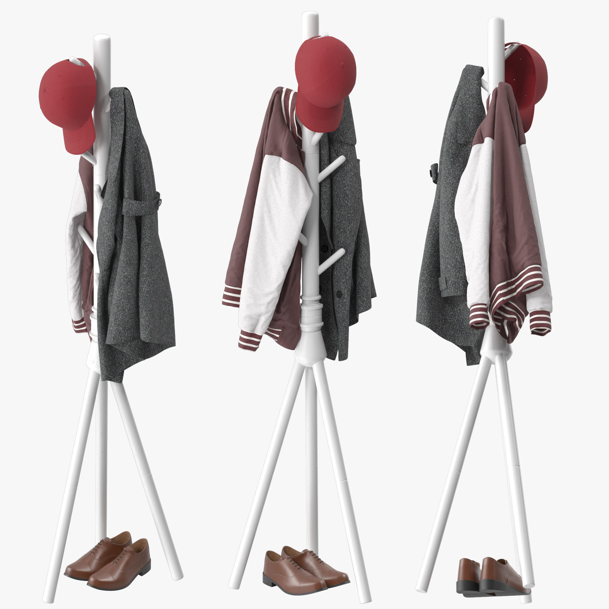 Coat Rack Stand with 7 Hooks 3D model_1