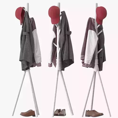 Coat Rack Stand with 7 Hooks 3D model