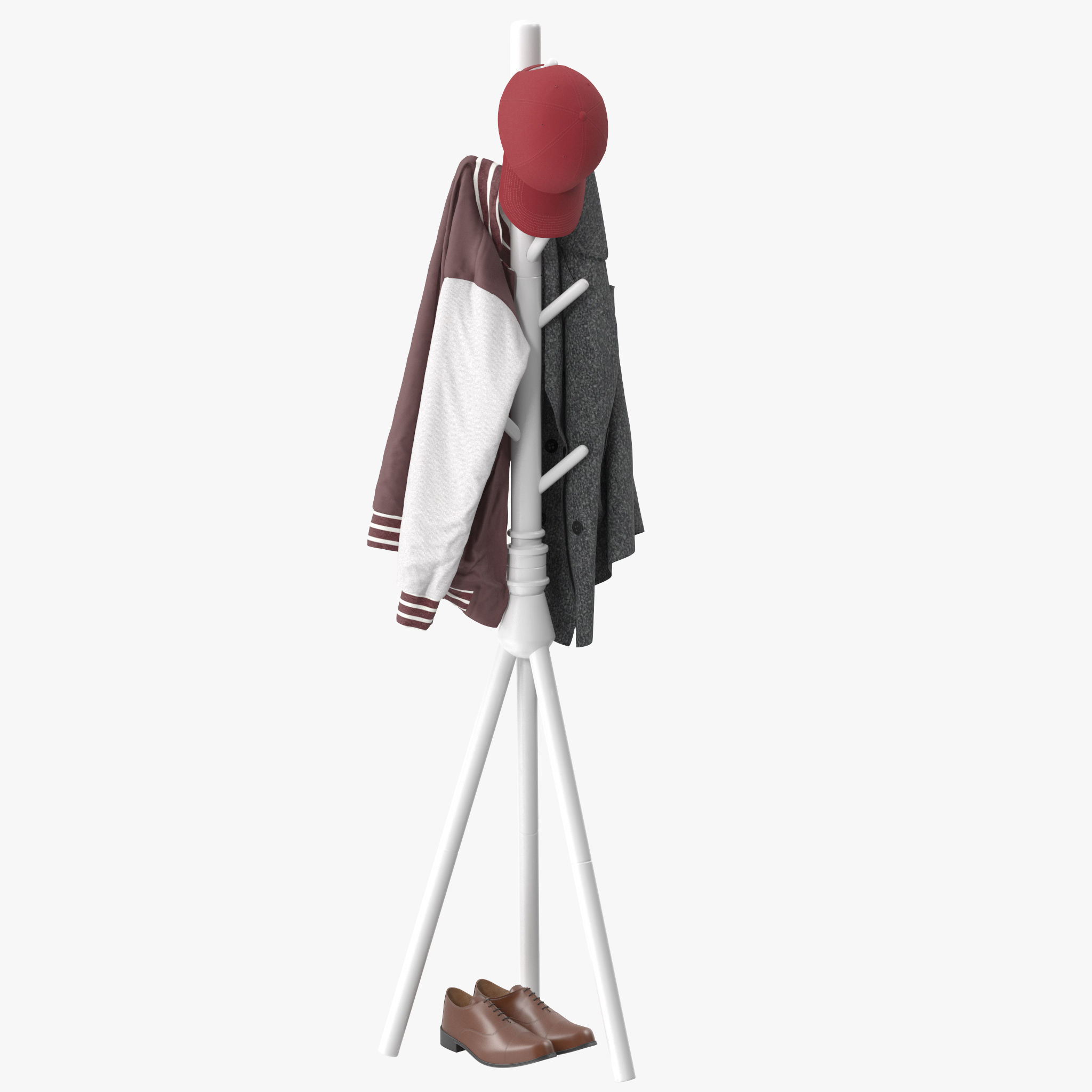 Coat Rack Stand with 7 Hooks 3D model_7