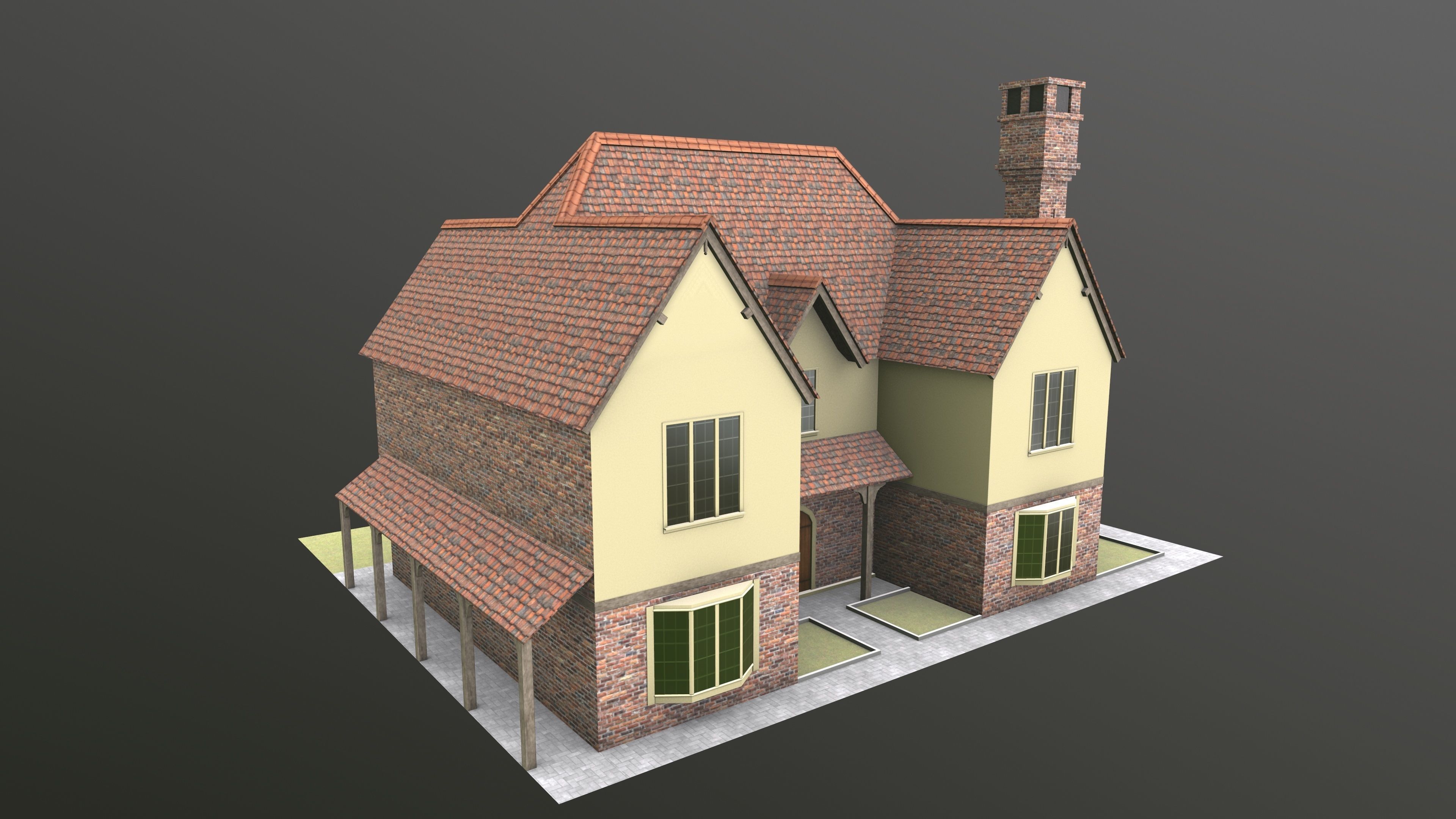 Timb Farm House AR VR 3D Model  Low-poly 3D model_10