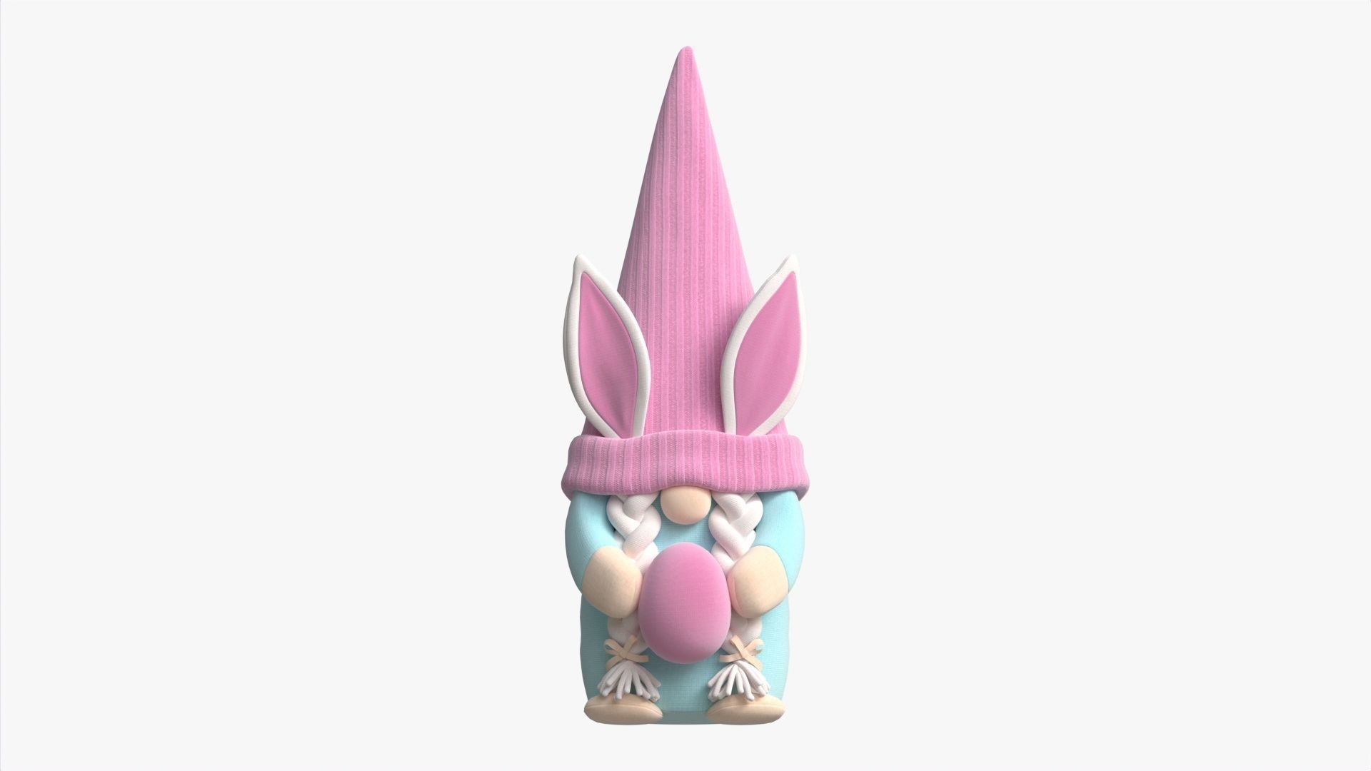 Easter Plush Doll Gnome With Egg 02 3D model_4