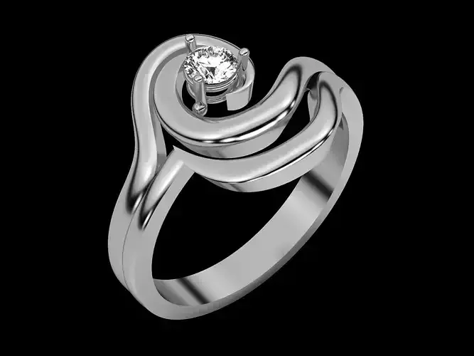 Wave  fashion Engagement Ring Silver Gold