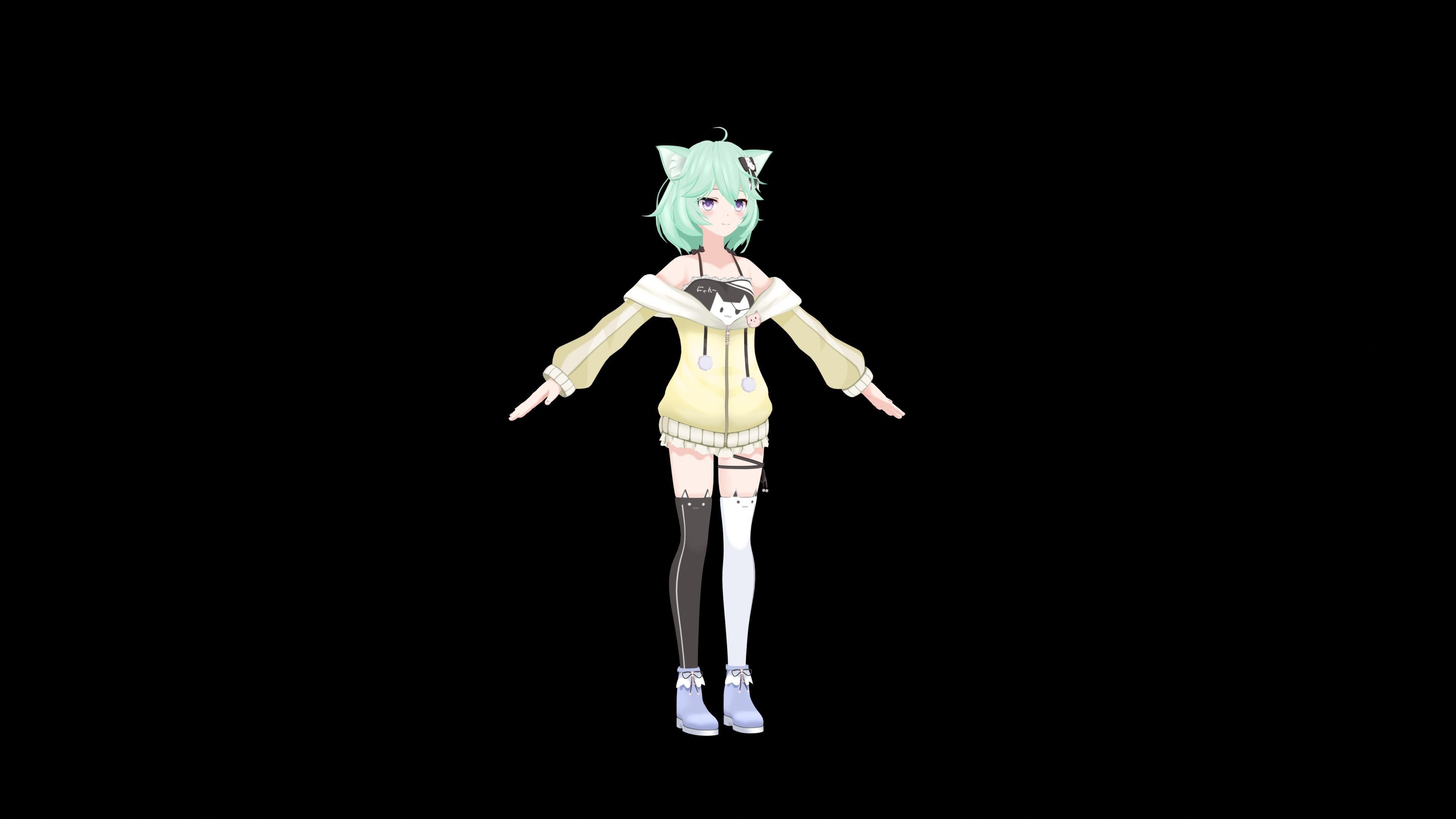 Anime girl character 3D model_2
