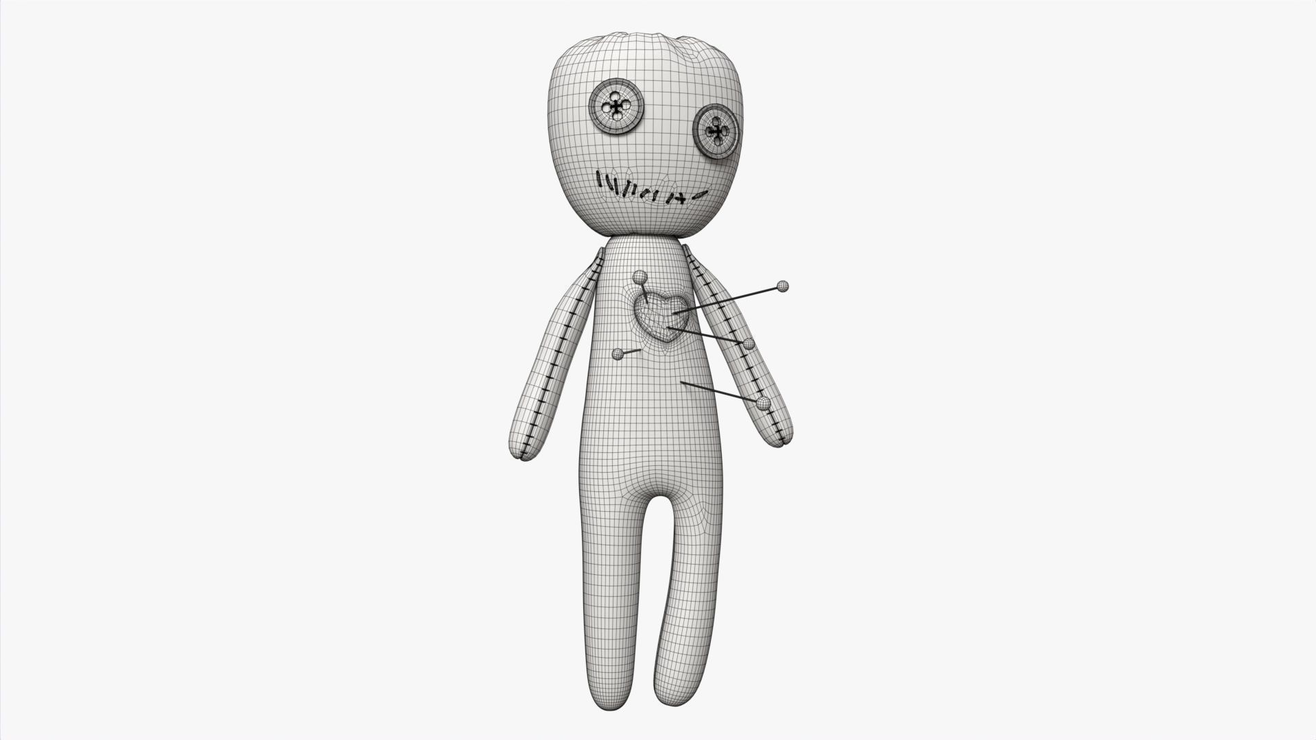 Voodoo Doll Fabric with Pins 3D model_6