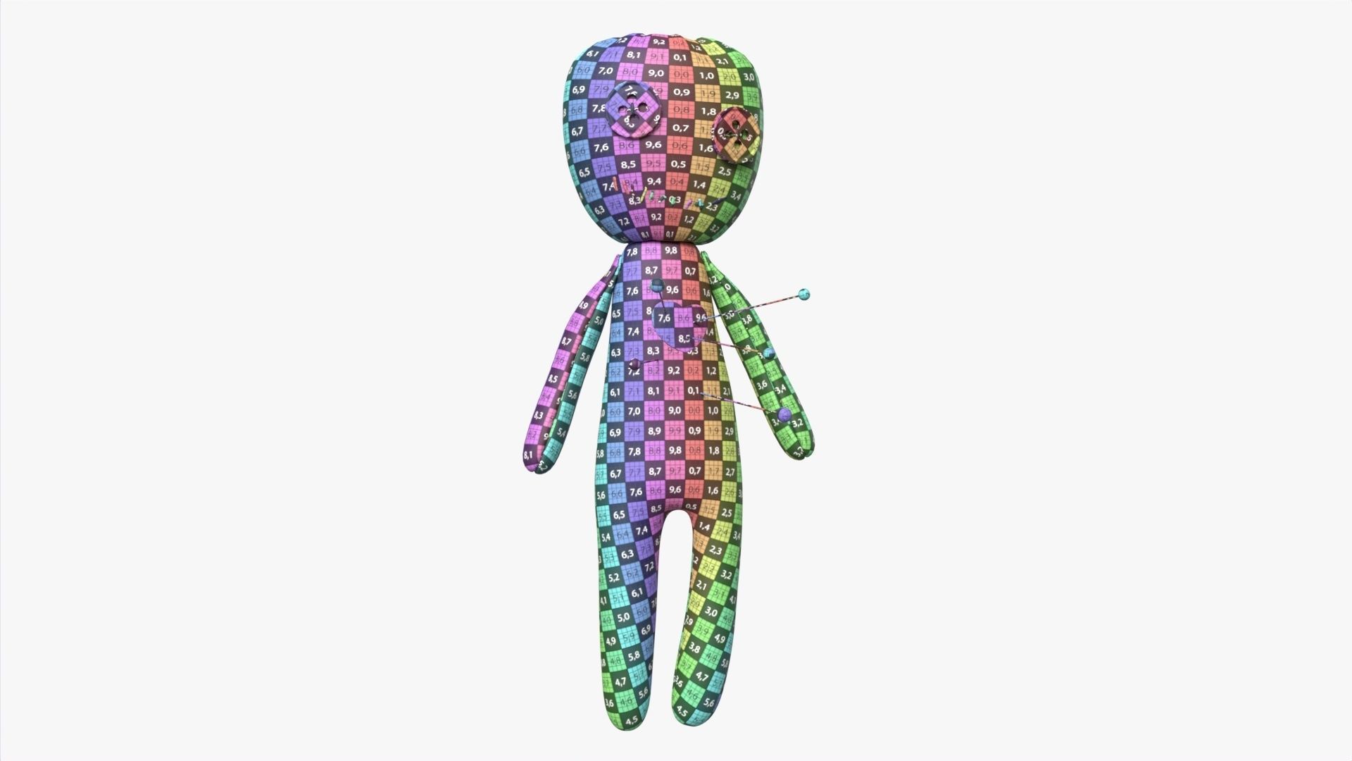 Voodoo Doll Fabric with Pins 3D model_7