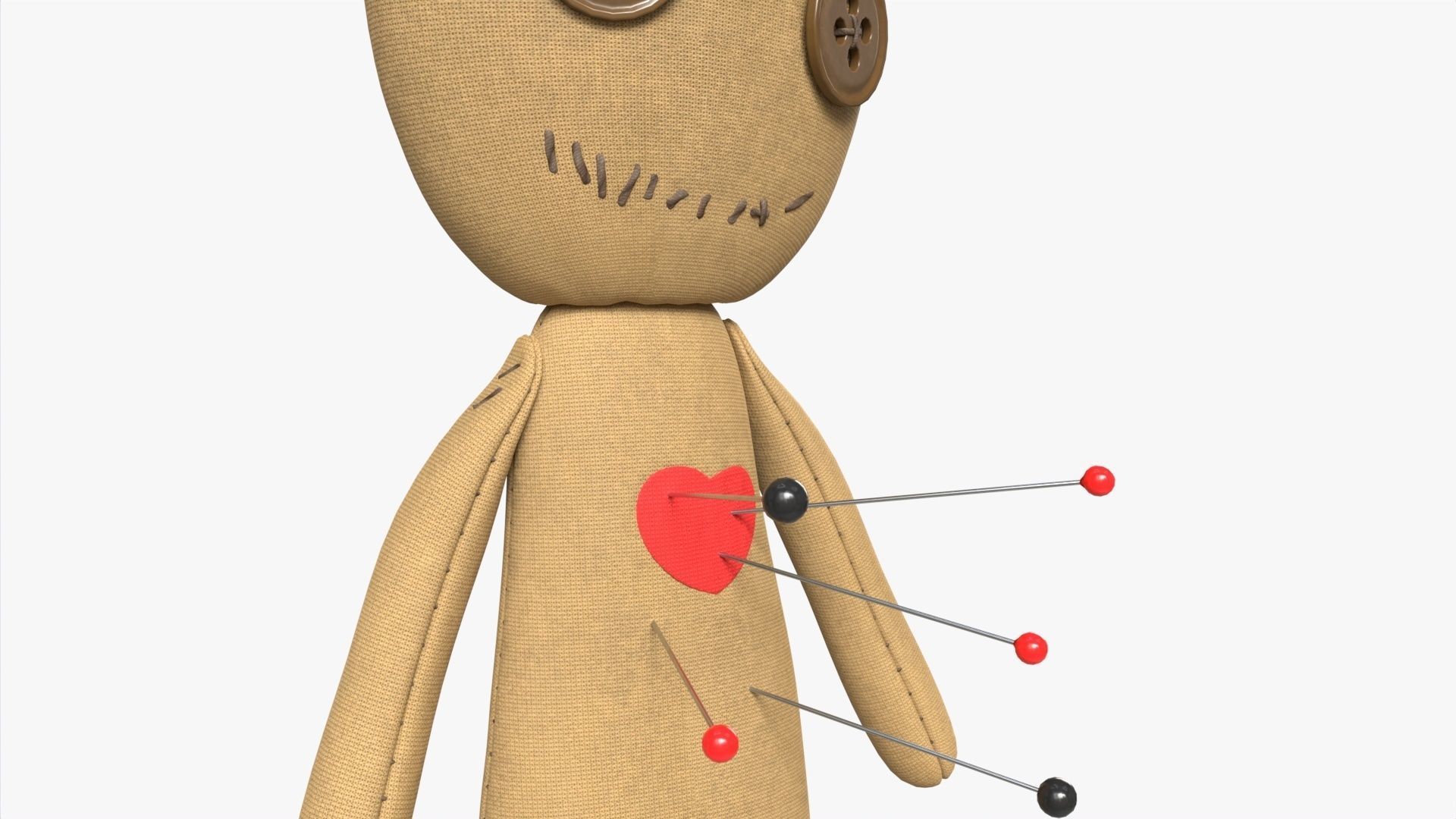 Voodoo Doll Fabric with Pins 3D model_3