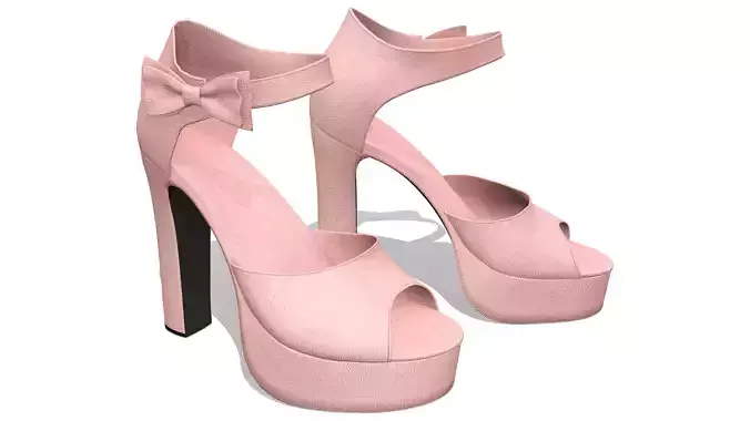 Bow Buckle Ankle Straps Peeptoe Chunky High Heel Shoes