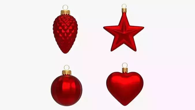 Christmas Tree Balls Set Red Matte 3D model