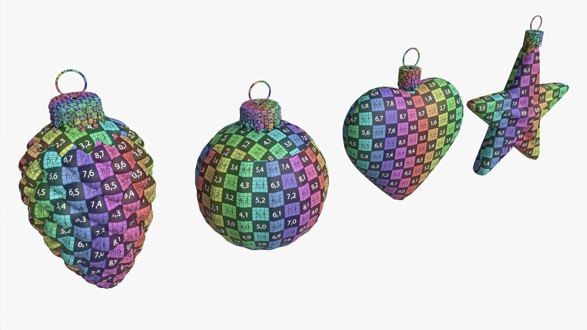 Christmas Tree Balls Set Silver Glossy 3D model_7