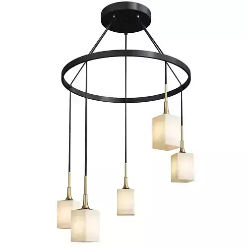 Chelsea Chandelier Opal Square Glass