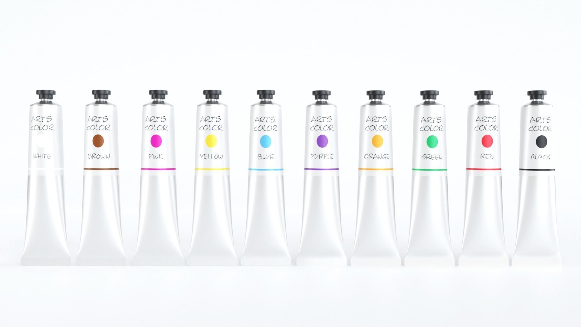 Tube Paint Container Colors 3D model_1