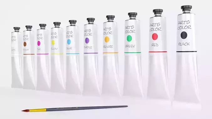 Tube Paint Container Colors 3D model