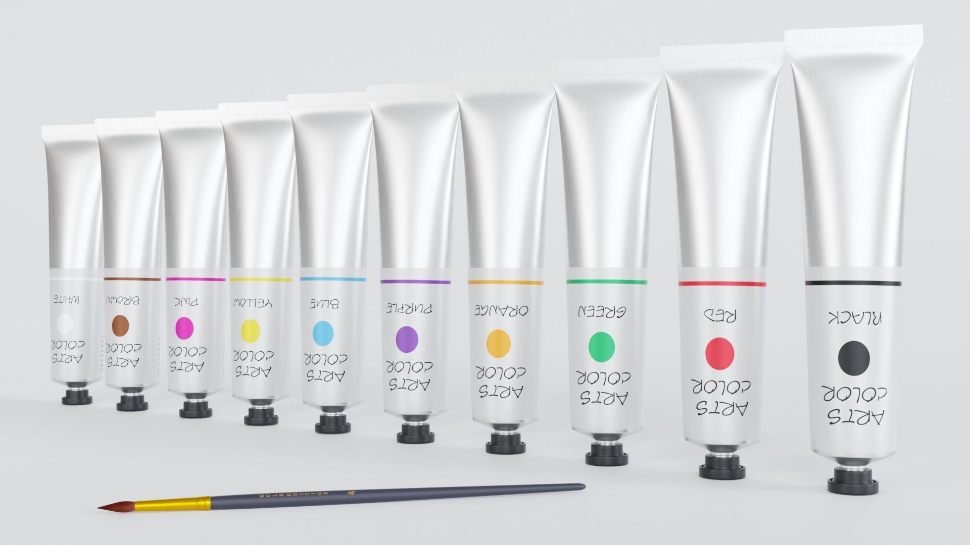 Tube Paint Container Colors 3D model_7