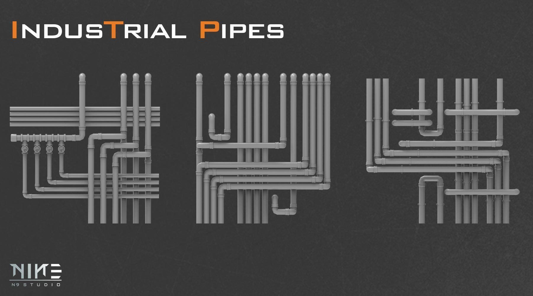 Industrial Pipes 3D model_9