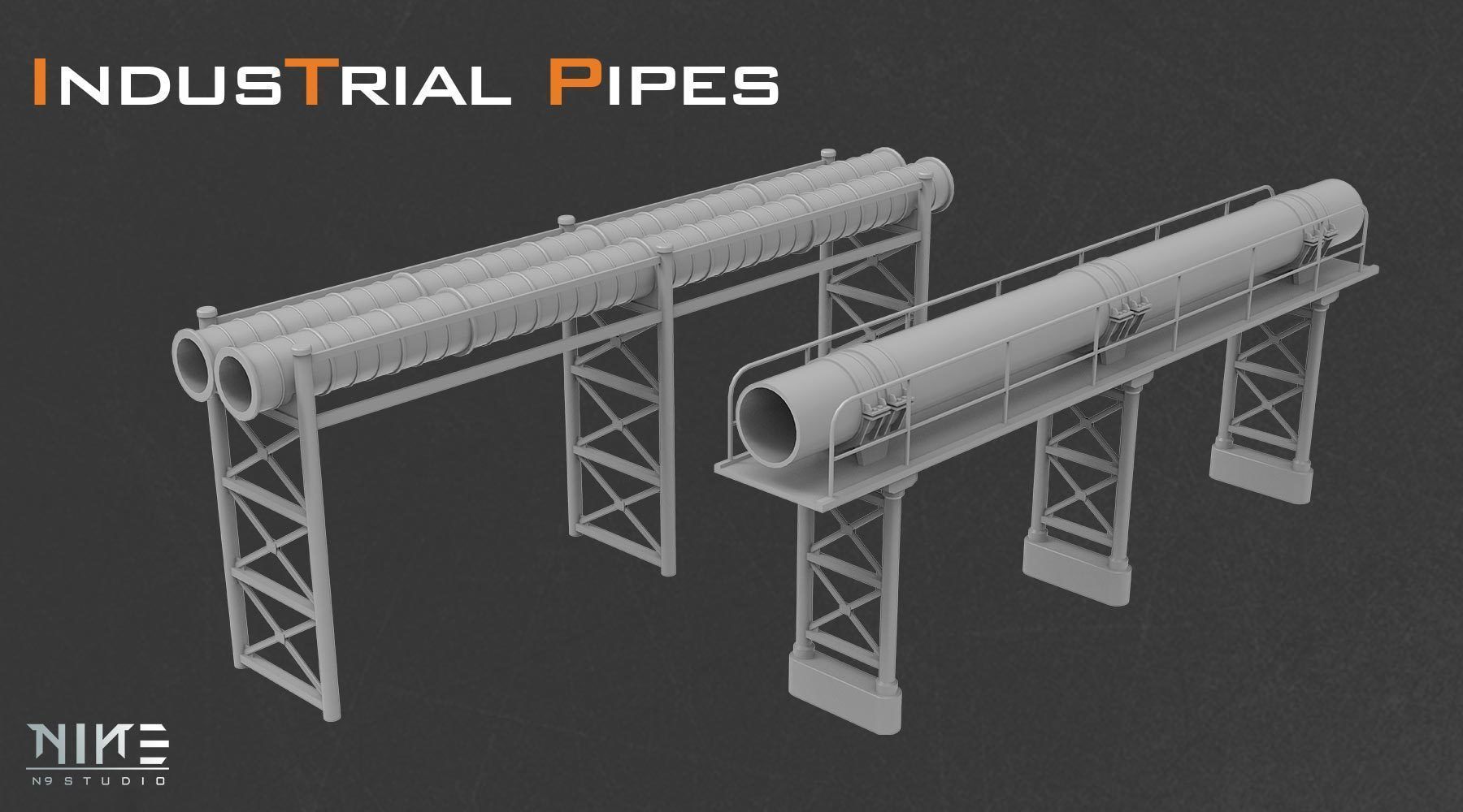 Industrial Pipes 3D model_4
