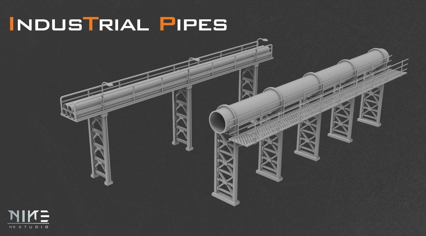 Industrial Pipes 3D model_2