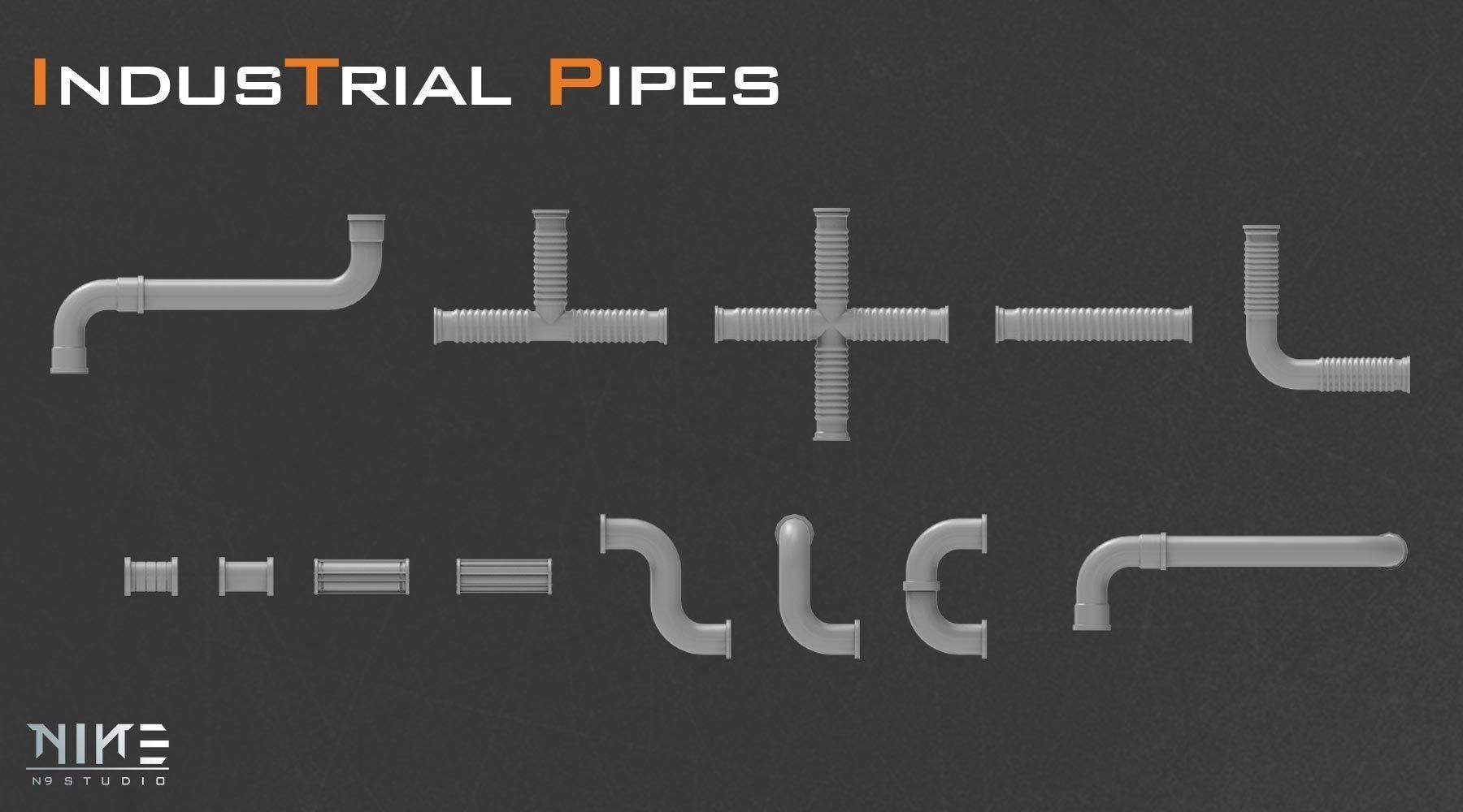 Industrial Pipes 3D model_8