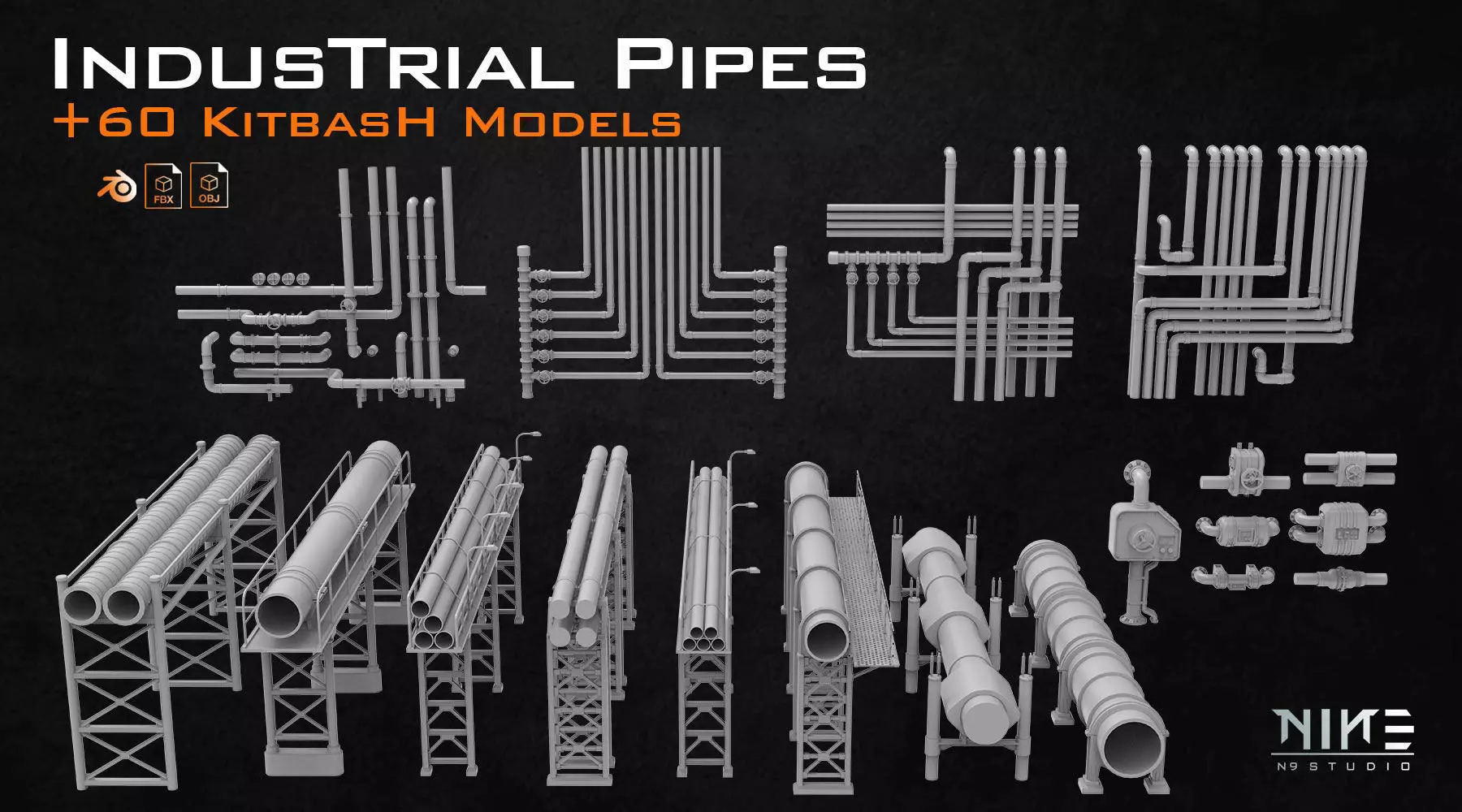 Industrial Pipes 3D model_0