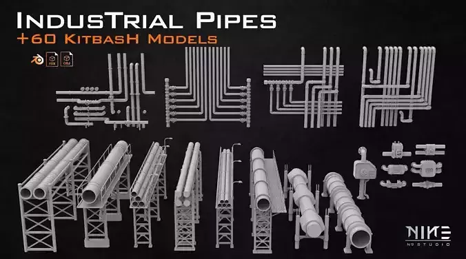 Industrial Pipes 3D model