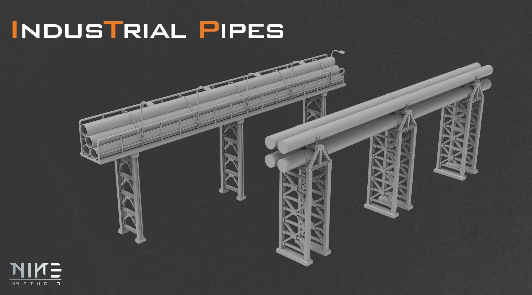 Industrial Pipes 3D model_3