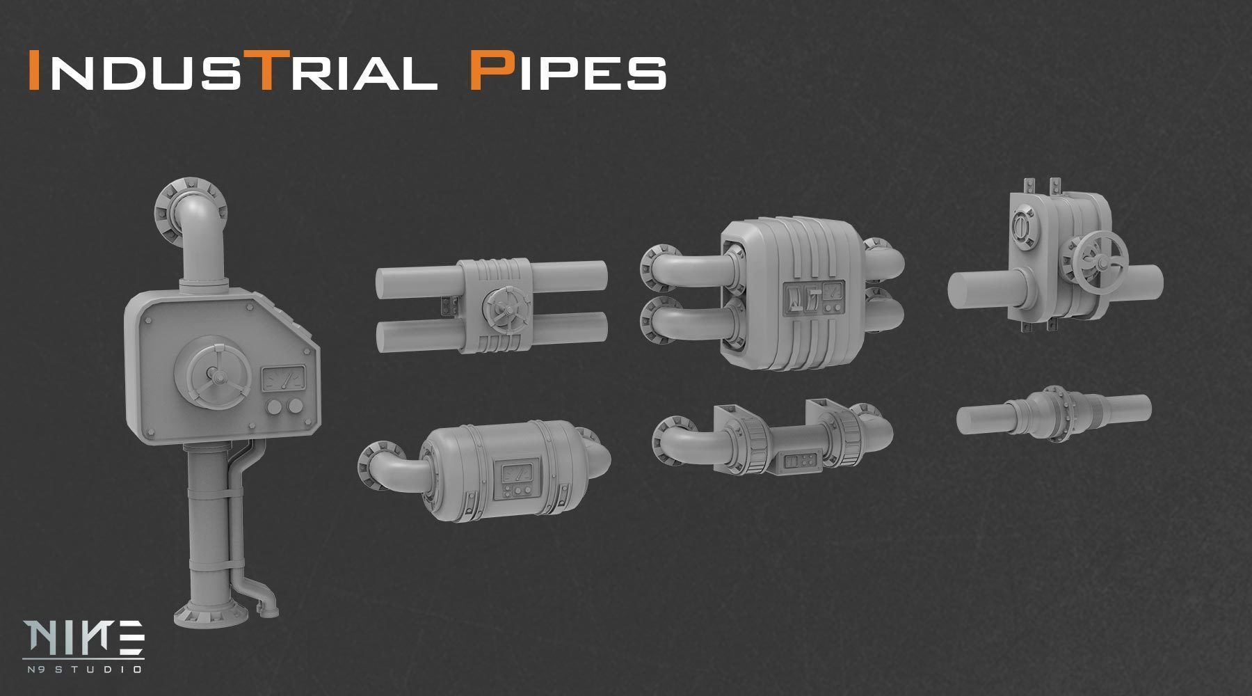 Industrial Pipes 3D model_1