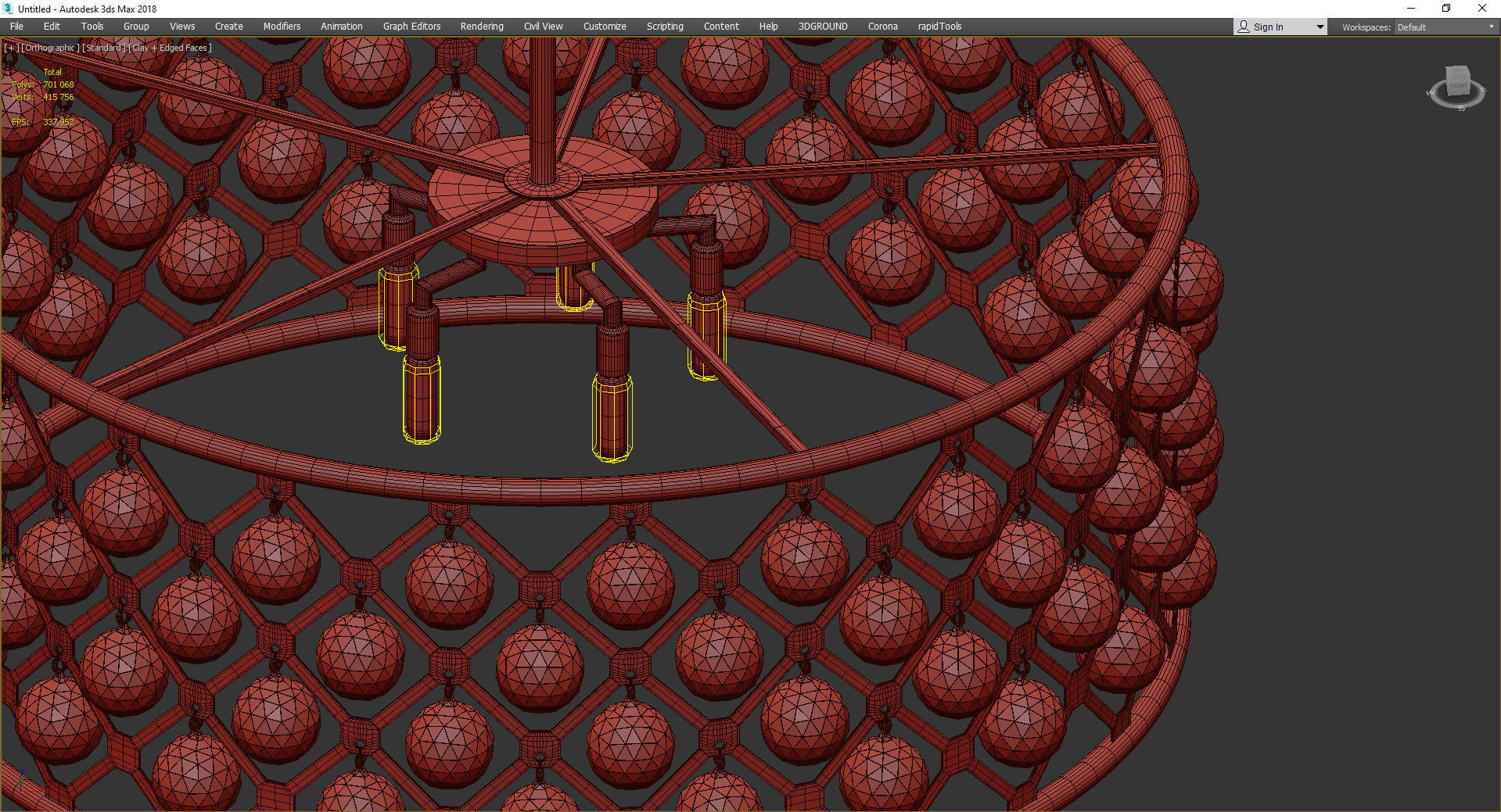 Crystal Grid Hoop 6 Light Low-poly 3D model_4