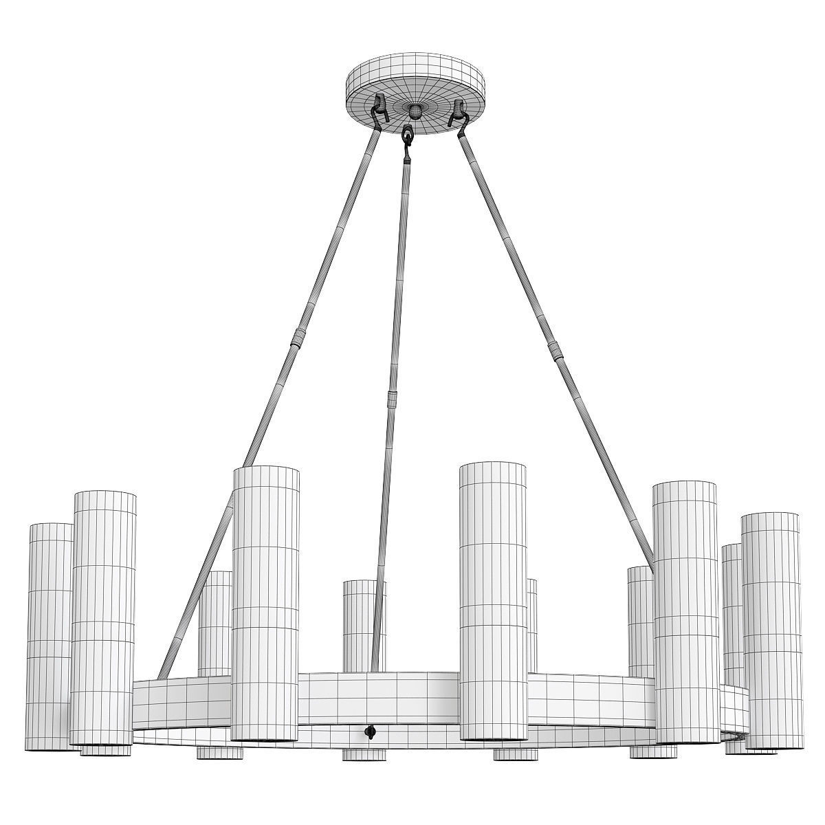  Twelve Light Natural Aged Brass Up Chandelier Low-poly 3D model_1