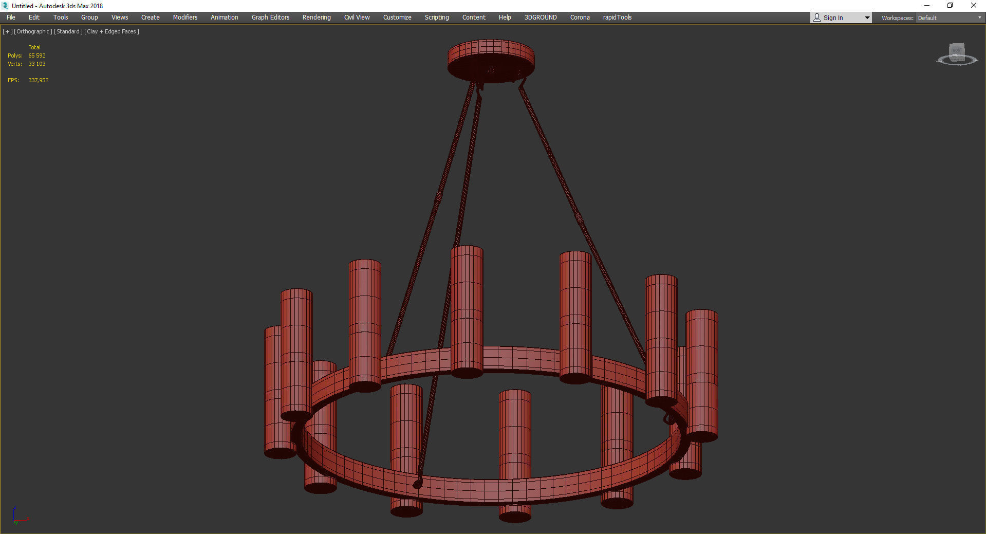  Twelve Light Natural Aged Brass Up Chandelier Low-poly 3D model_3