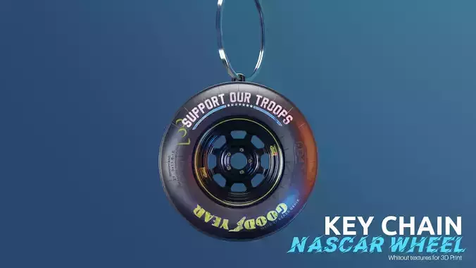 KEY CHAIN NASCAR WHEEL REALISTIC DETAILS 3D PRINT 