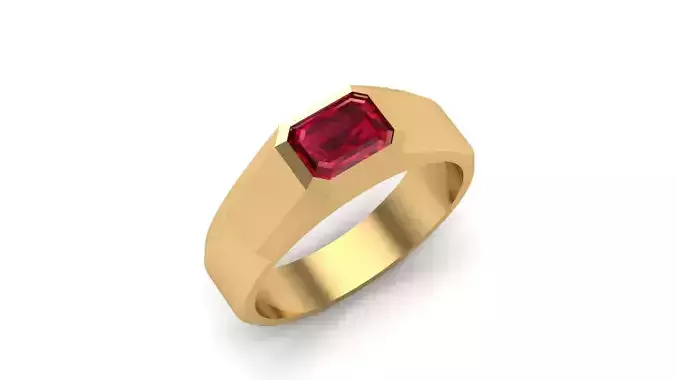 Anel masculino com pedra vermelha 3D print model