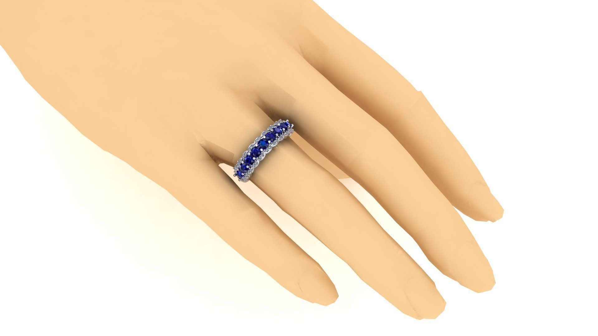 Meia alianca com pedras  3D print model_1