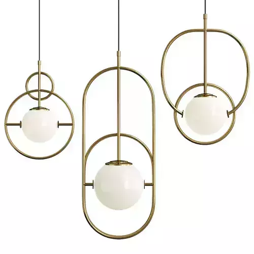 CHARADE three brass pendant lights with ball in middle